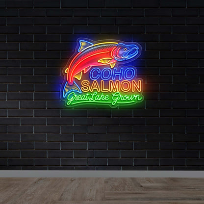 Coho Salmon Great Lake Grown - Premium Neon Artwork