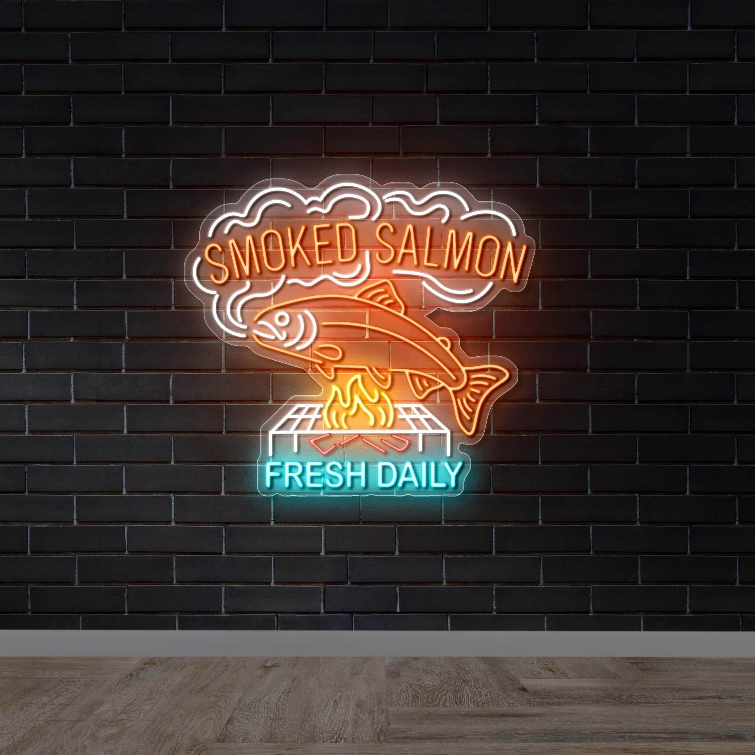 Smoked Salmon Fresh Daily - Premium Neon Artwork
