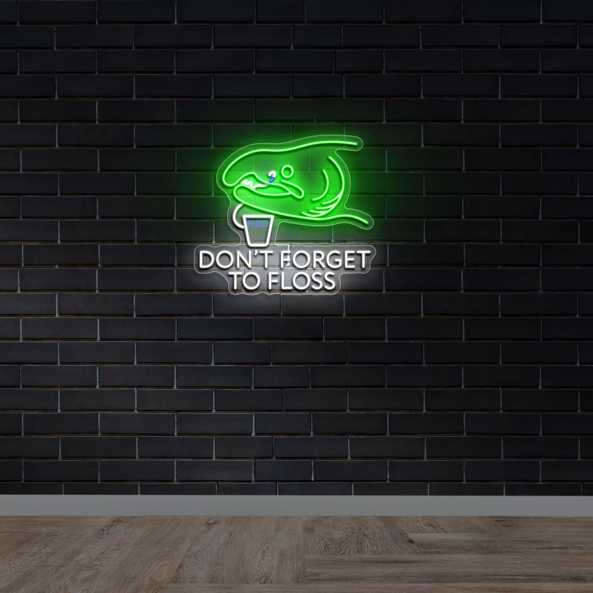 Don't Forget to Floss - Premium Neon Artwork