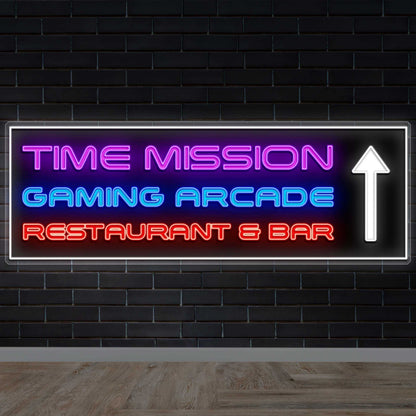 Time Mission Gaming Arcade | 2nd Version - Premium Neon Artwork