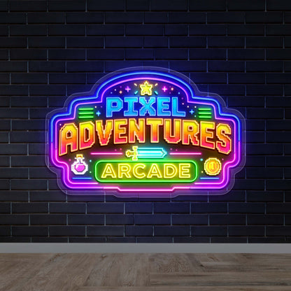 Pixel Adventures Arcade -  Premium Neon Artwork