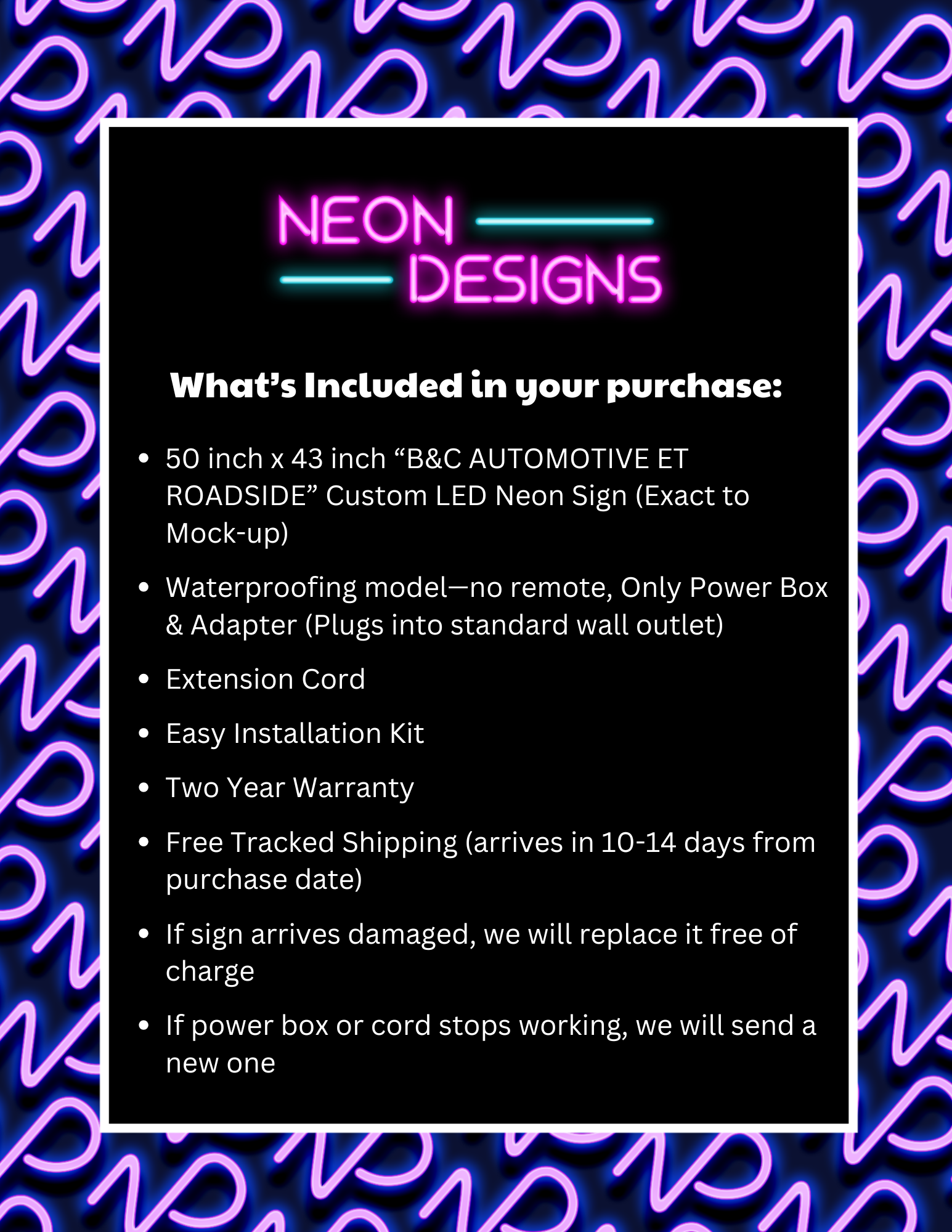 B&C AUTOMOTIVE ET ROADSIDE - Premium Neon Artwork