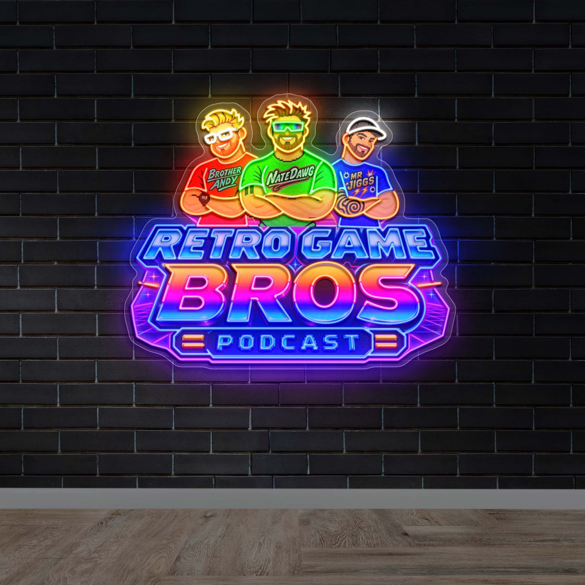 Retro Game Bros Podcast - Premium Neon Artwork