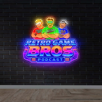 Retro Game Bros Podcast - Premium Neon Artwork