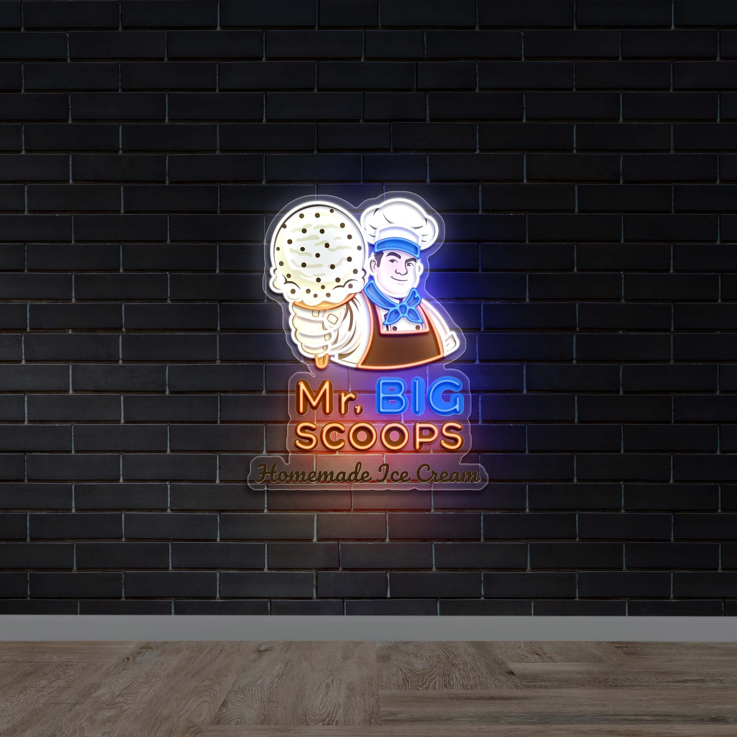 Mr. BIG Scoops Homemade Ice Cream - Premium Neon Artwork
