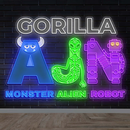 Gorilla Monster Alien Robot - Premium Neon Artwork