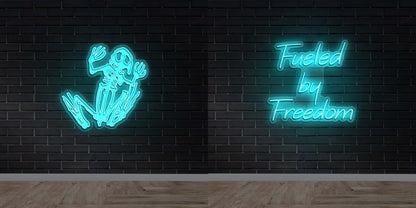 Frogbones logo + FUELED BY FREEDOM - Premium Neon Artworrk