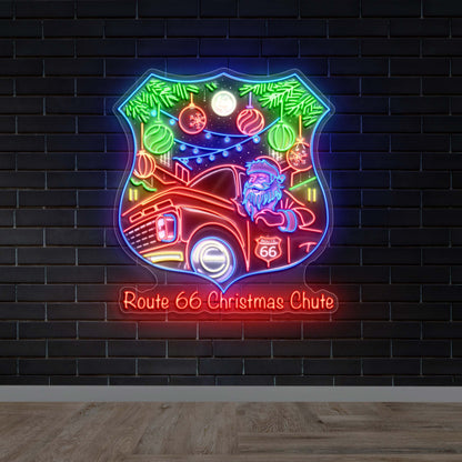 Route 66 Christmas Chute - Premium Neon Artwork