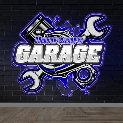 Hard Way's Garage - Premium Neon Artwork