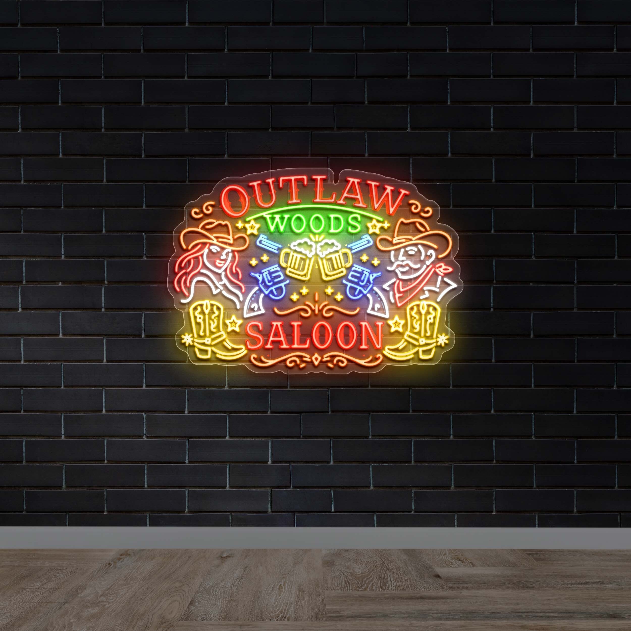 Outlaw Woods Saloon - Premium Neon Artwork