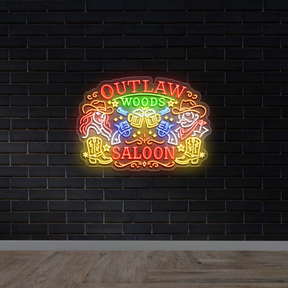 Outlaw Woods Saloon - Premium Neon Artwork
