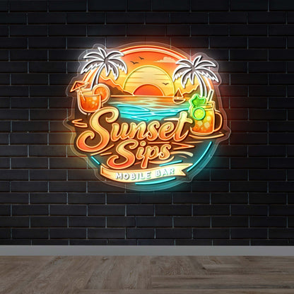 Sunset Sips - Premium Neon Artwork