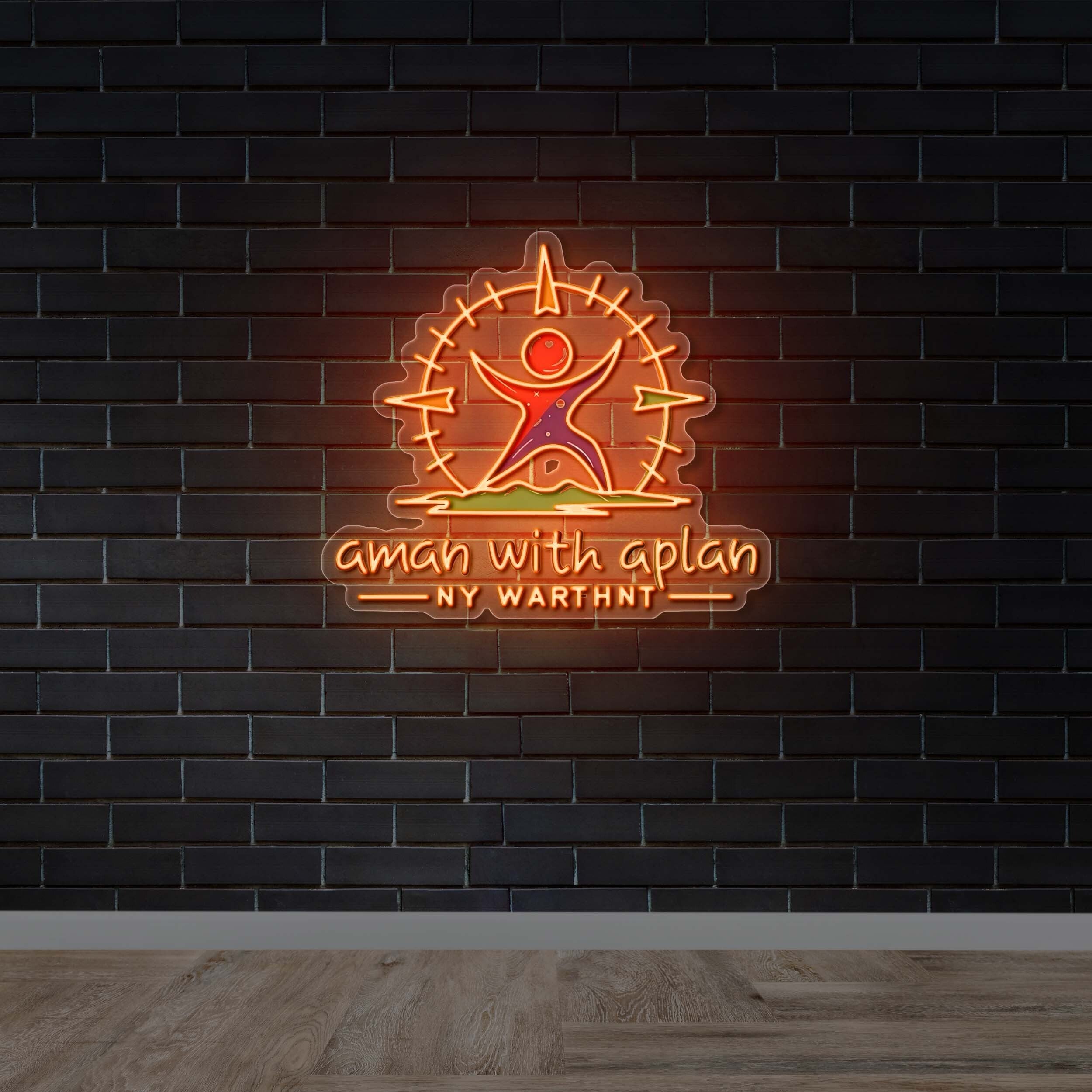 aman with aplan - Premium Neon Artwork