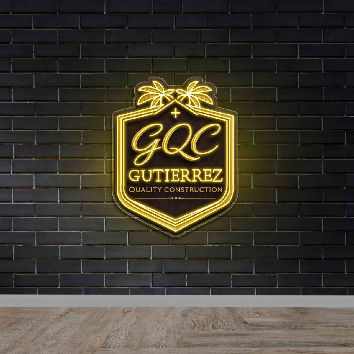 GQC Gutierrez Quality Construction Logo - Premium Neon Artwork