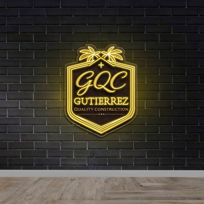 GQC Gutierrez Quality Construction Logo - Premium Neon Artwork