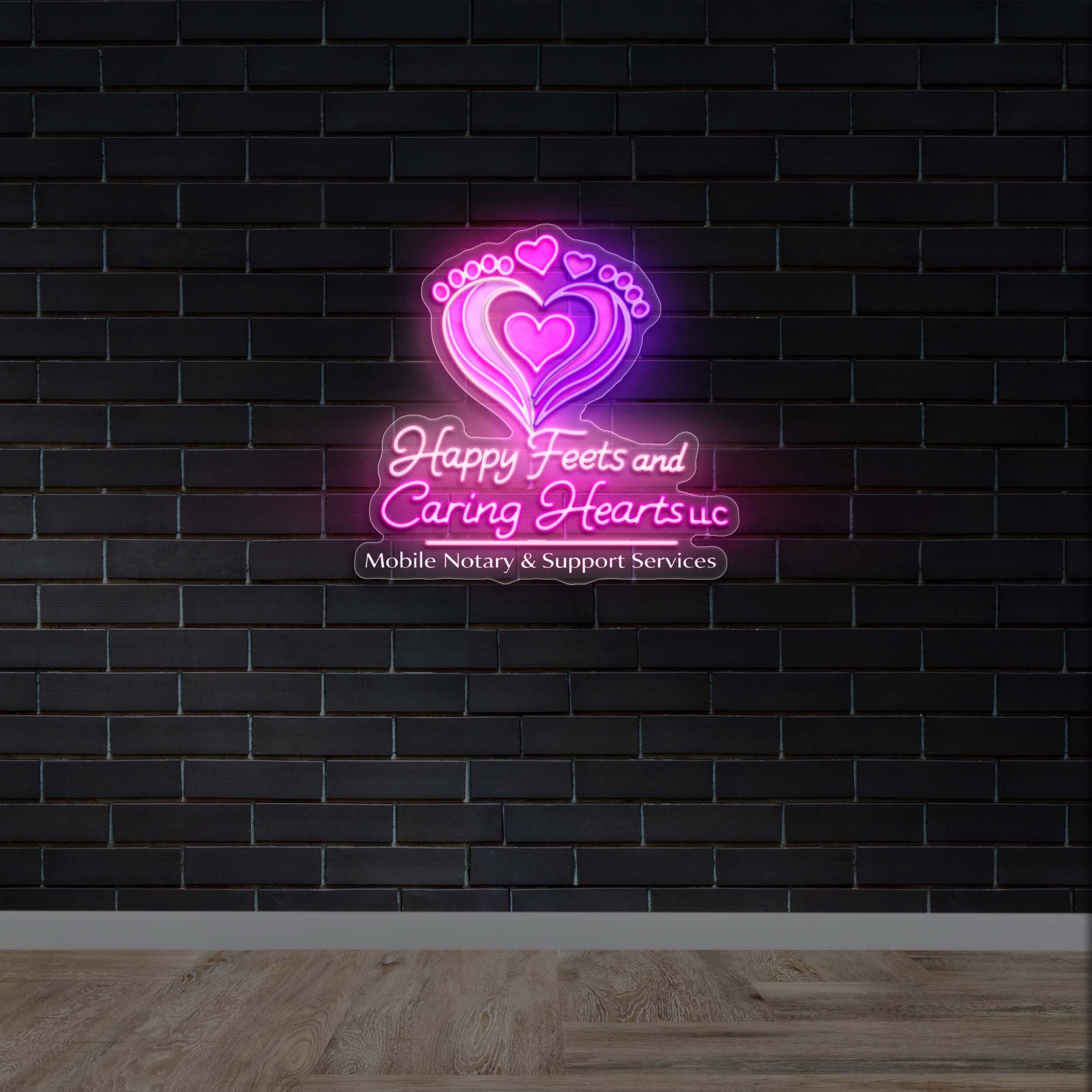 Happy Feets and Caring Hearts - Premium Neon Artwork