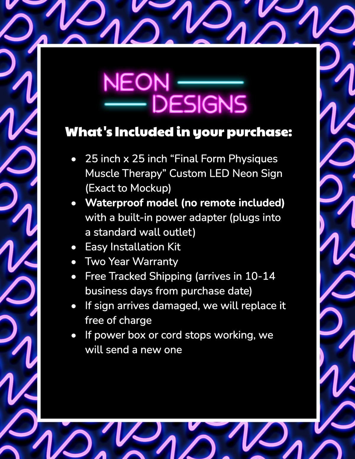 Final Form Physiques Muscle Therapy | 2nd Version - Premium Neon Artwork