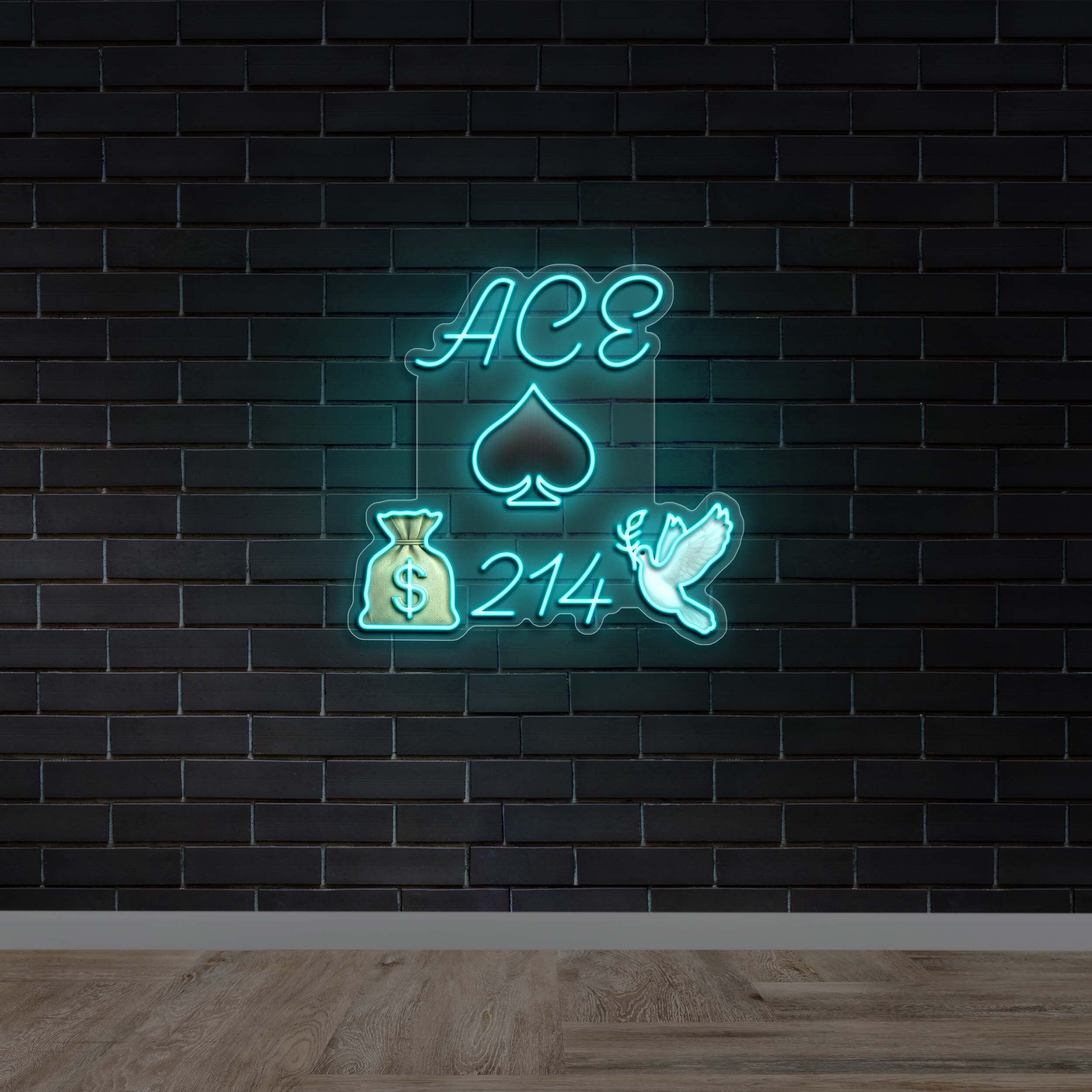 ACE 214 Money Bag Dove - Premium Neon Artwork