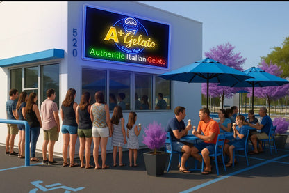 Authentic Italian Gelato - Premium Neon Artwork