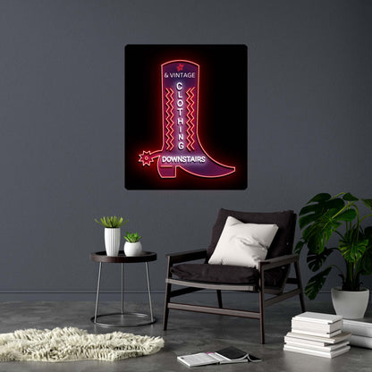& VINTAGE CLOTHING DOWNSTAIRS  - Premium Neon Artwork