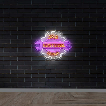 J&A Heavy Diesel Repair - Premium Neon Artwork