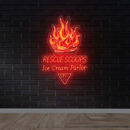Rescue Scoops Ice Cream Parlor - Premium Neon Artwork