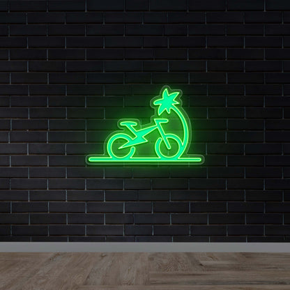 Bike and Palm Tree Logo - Premium Neon Artwork