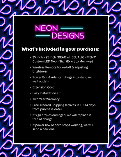 BEAR WHEEL ALIGNMENT - Premium Neon Artwork