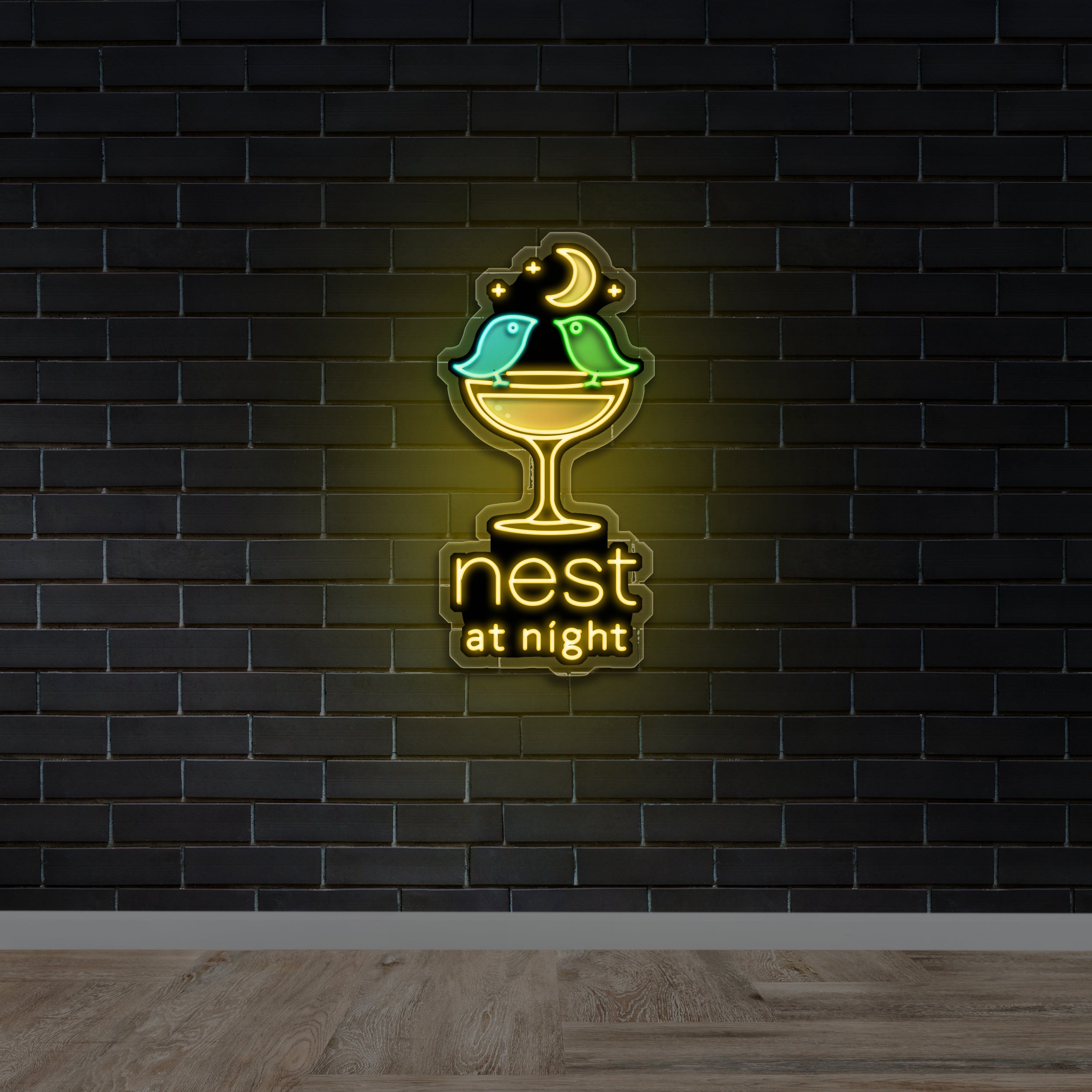 Nest At Night - Premium Neon Artwork