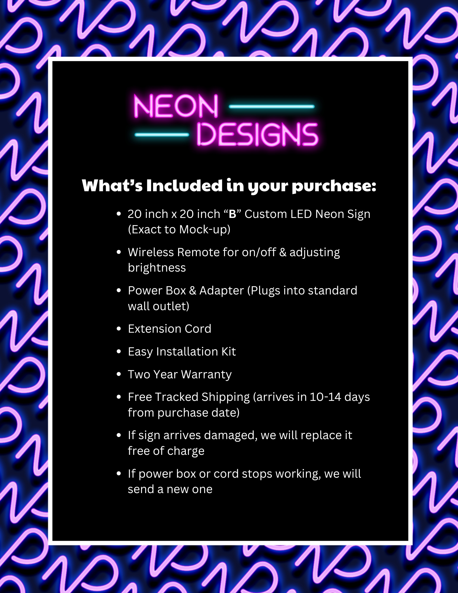 B - Premium Neon Artwork