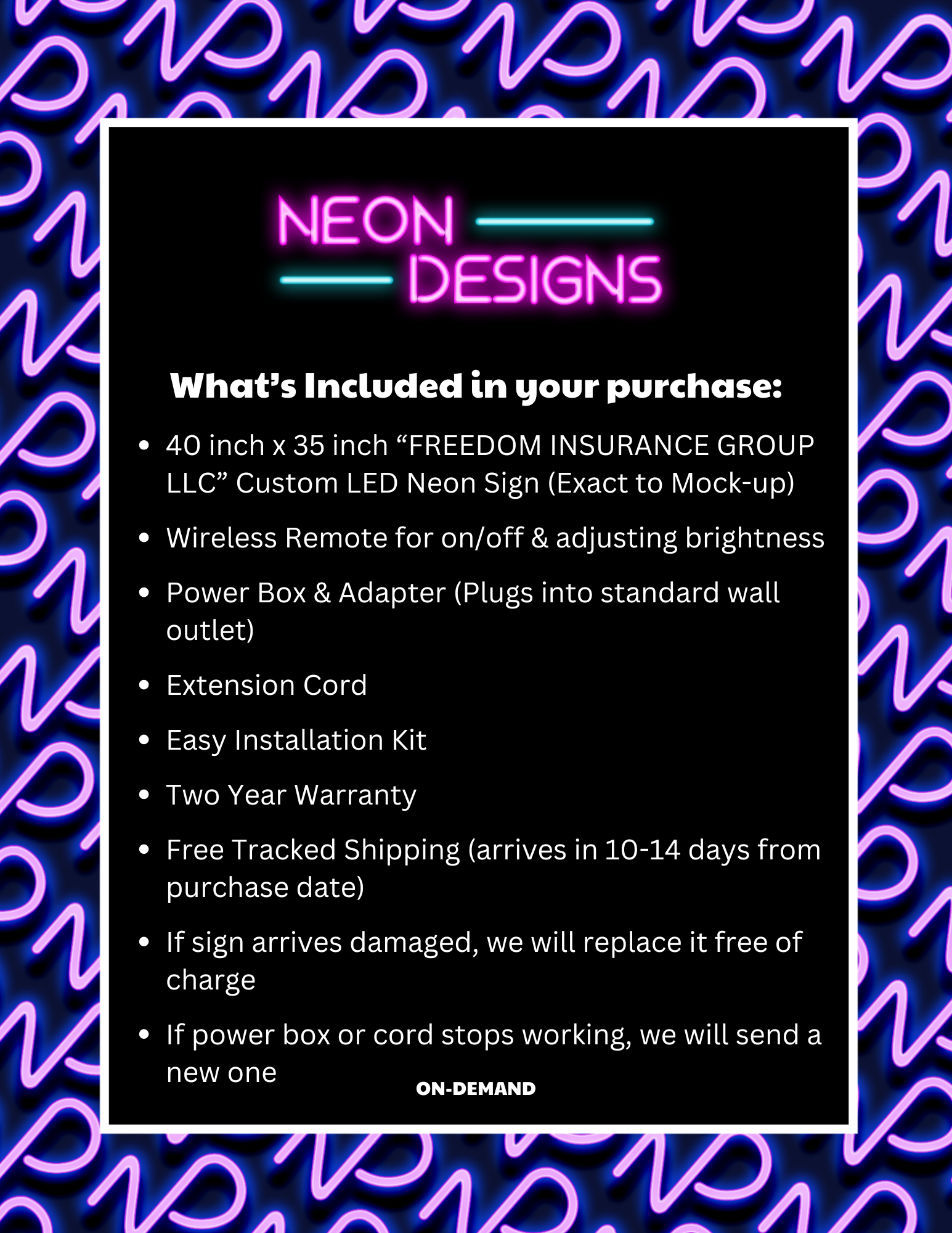 FREEDOM INSURANCE GROUP LLC - Premium Neon Artwork