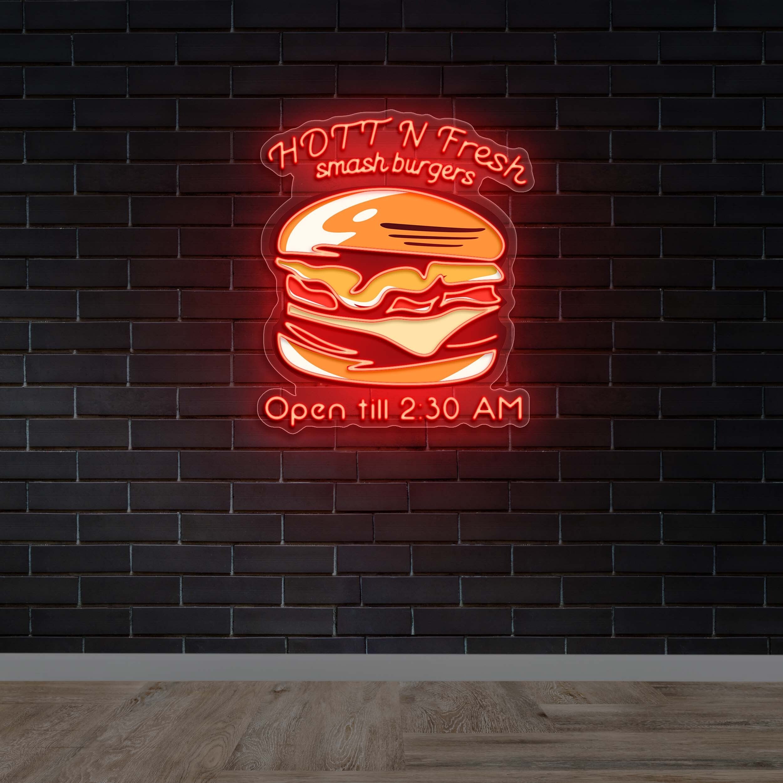 HOTT N Fresh smash burgers -  Premium Neon Artwork