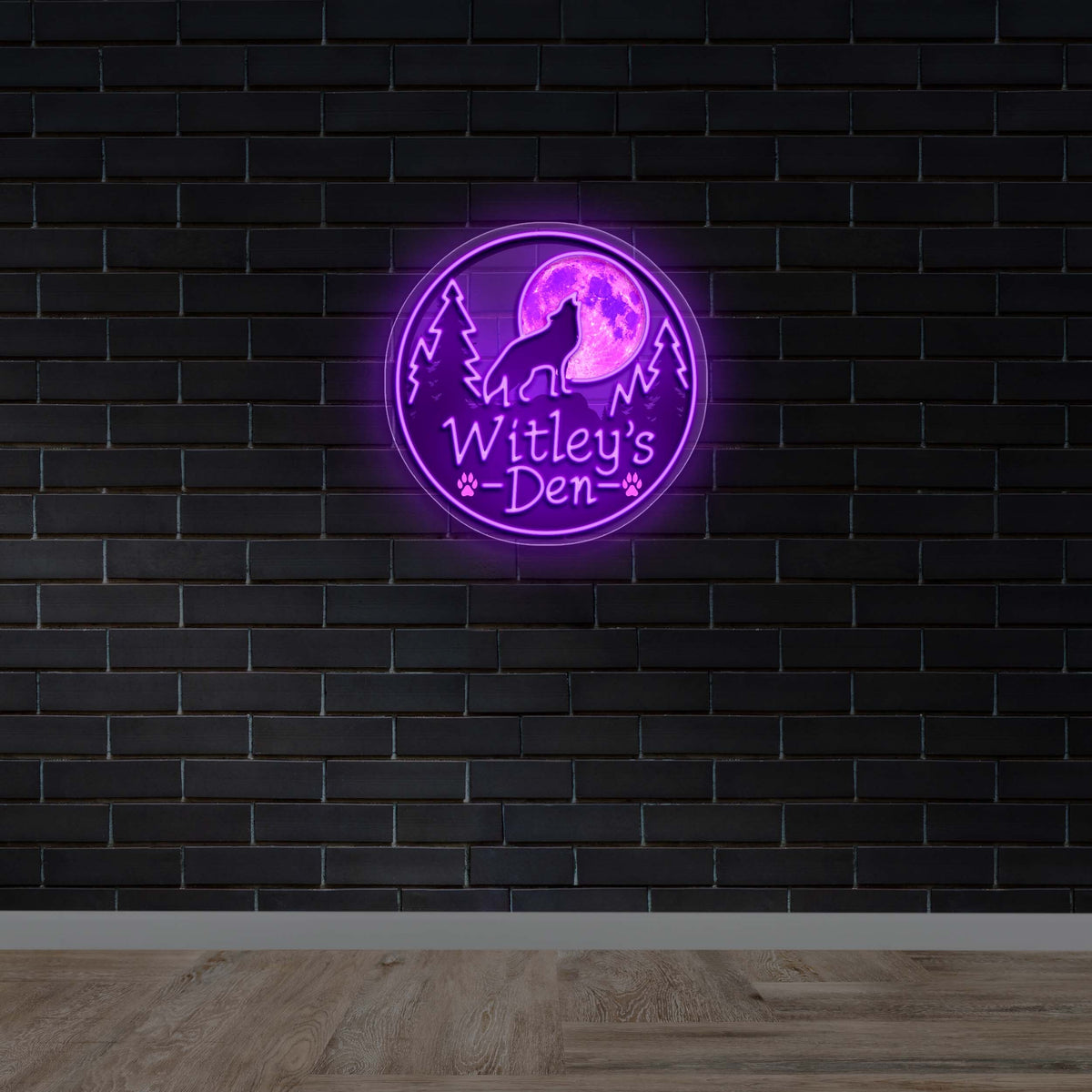 Witley's Den Wolf Moon | Front -lit - Premium Neon Artwork