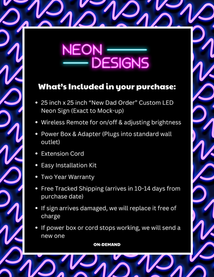New Dad Order Podcast -  Premium Neon Artwork