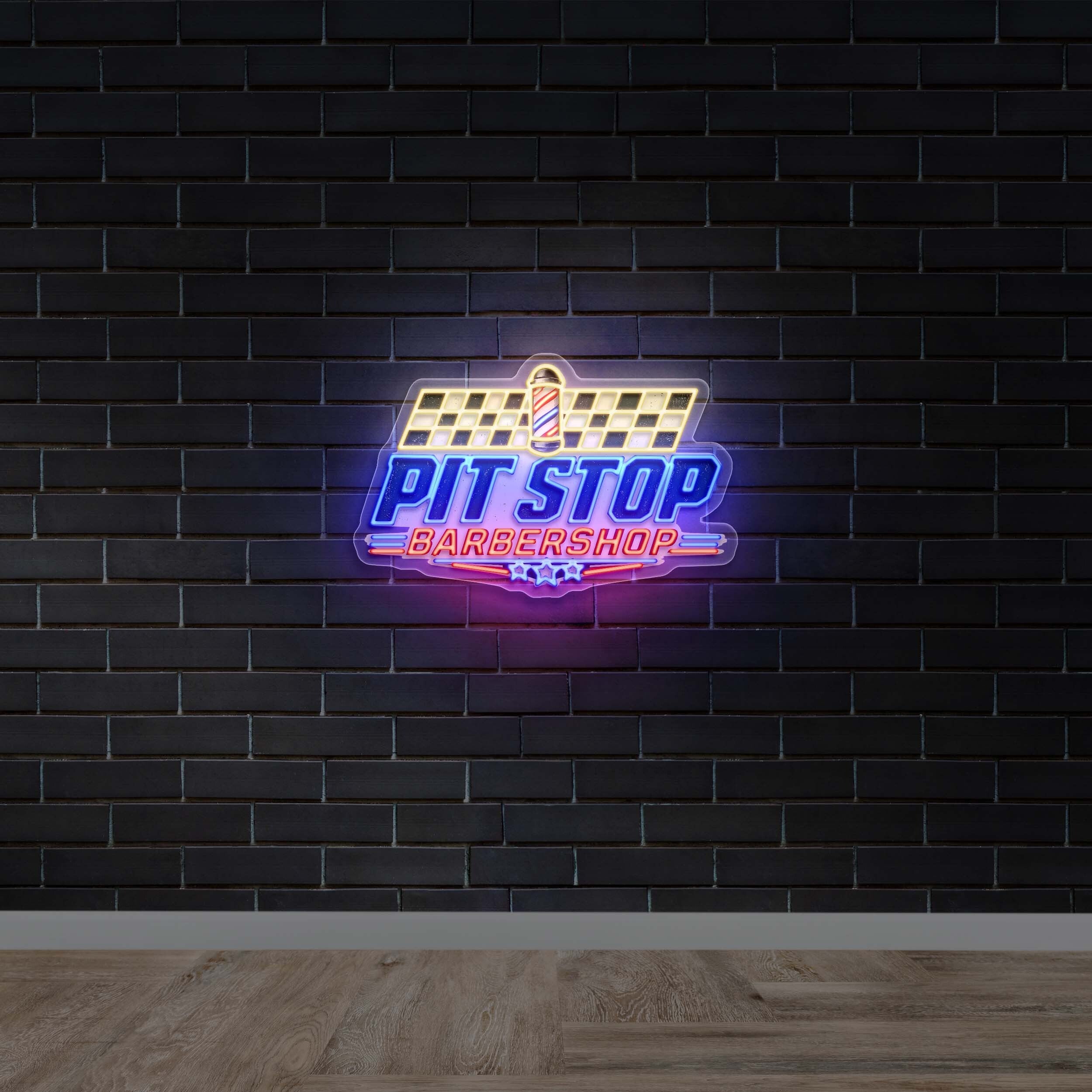 Pit Stop Barbershop - Premium Neon Artwork