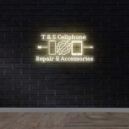 T&S Cell Phone Repair and Accessories - Premium Neon Artwork