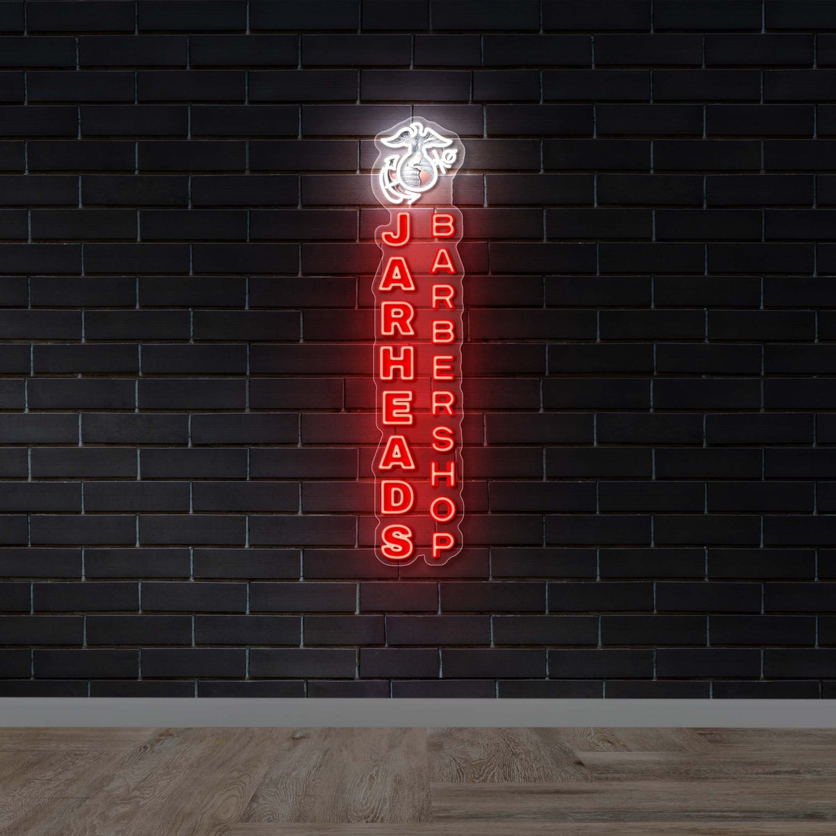 Jarheads Barber Shop Vertical Neon Sign - Premium Neon Artwork