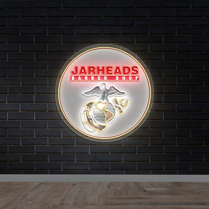 Jarheads Barber Shop Round Neon Sign - Premium Neon Artwork