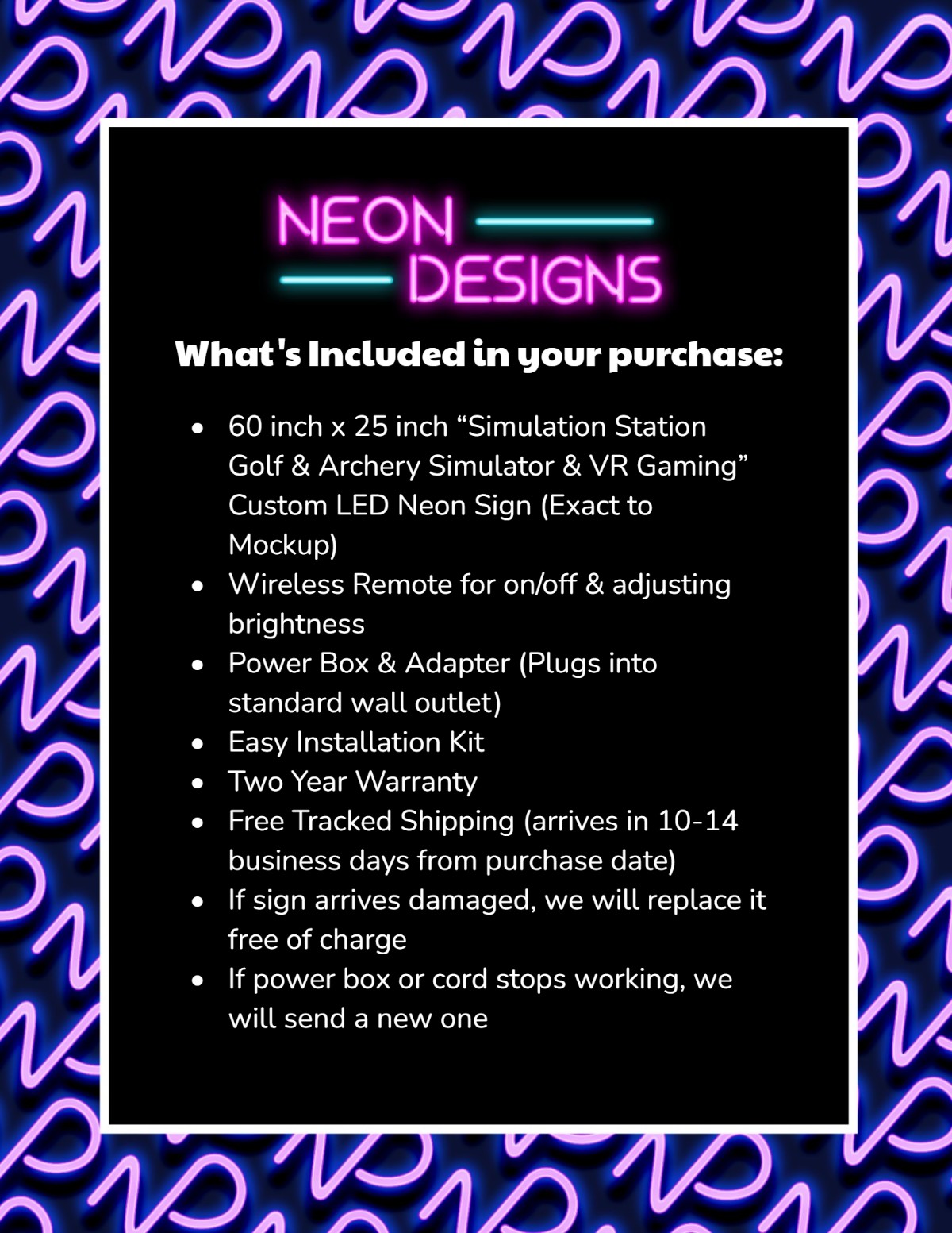 Simulation Station Golf & Archery Simulator & VR Gaming - Premium Neon Artwork