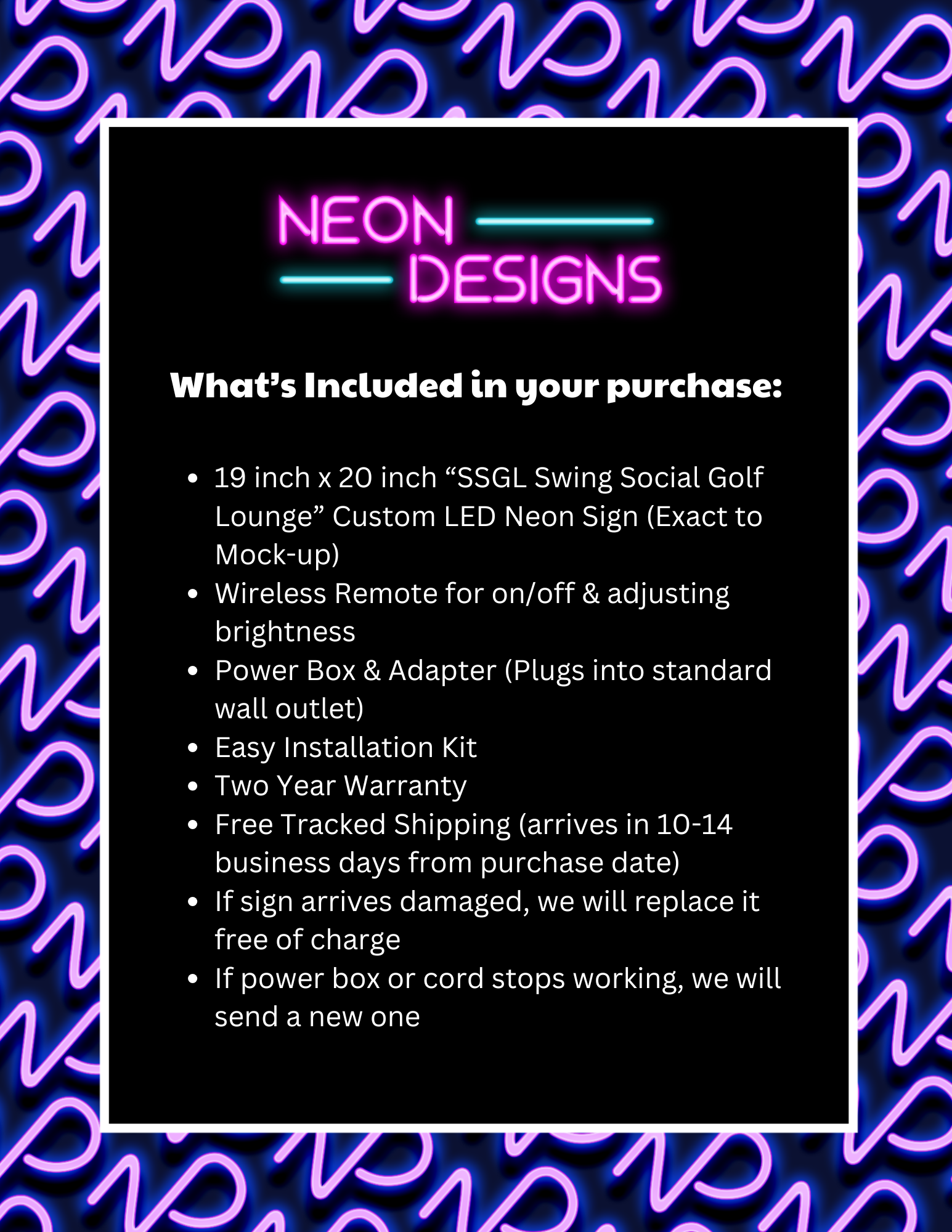 SSGL Swing Social Golf Lounge - Premium Neon Artwork