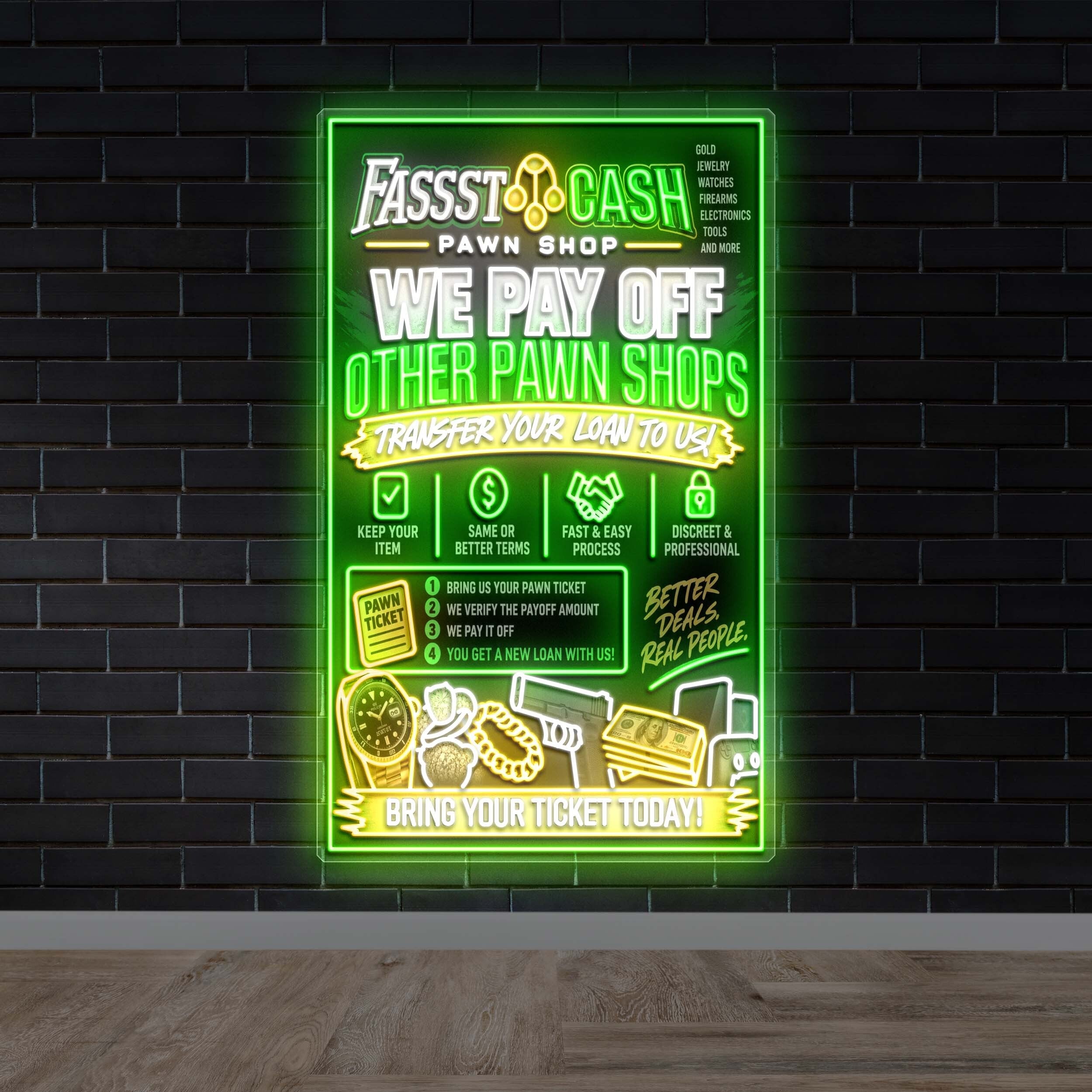 Fasst Cash Pawn Shop - Premium Neon Artwork