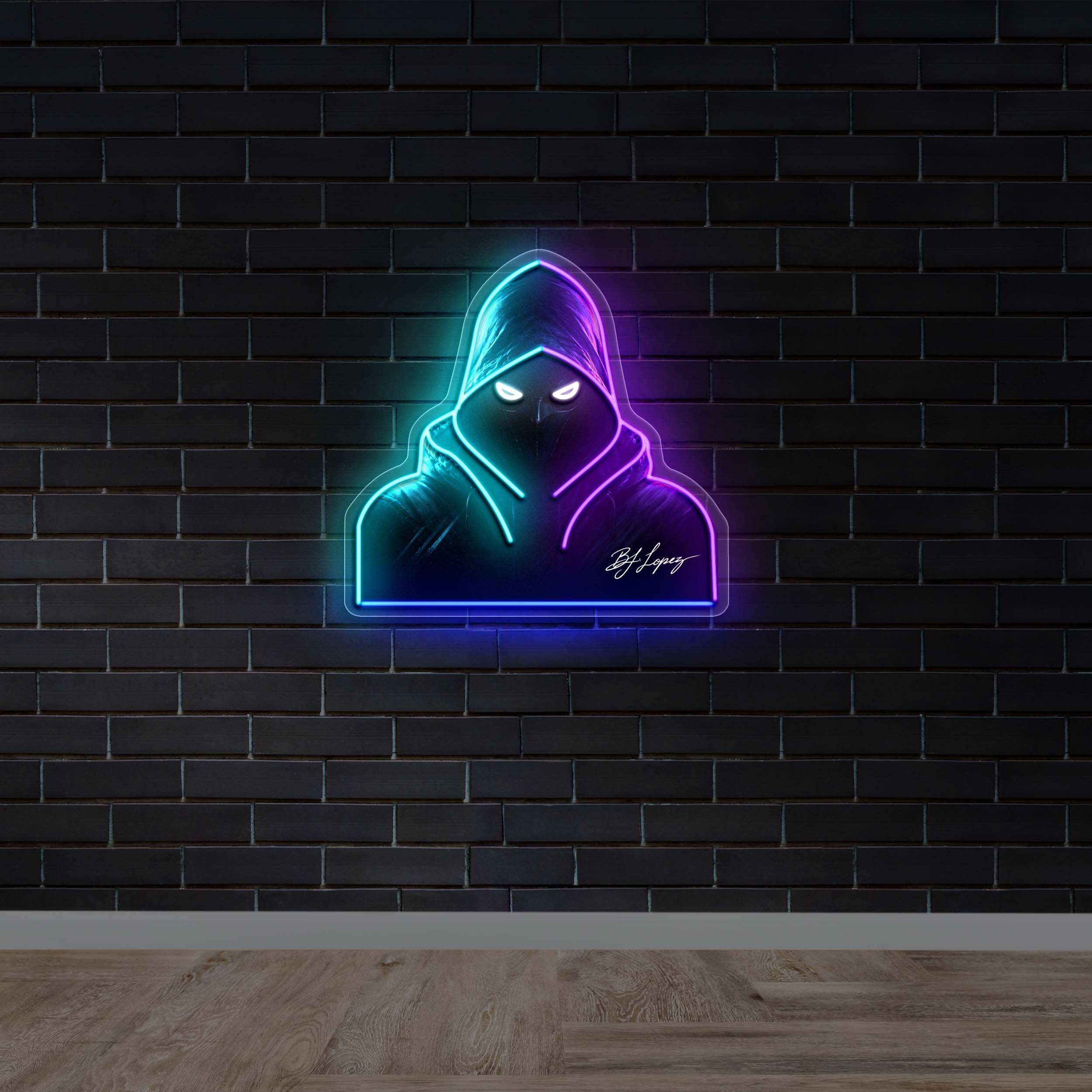 Hooded figure - Premium Neon Artwork