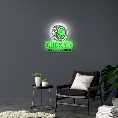 Lucky E Tire Services - Premium Neon Artwork
