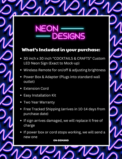 COCKTAILS & CRAFTS - Premium Neon Artwork