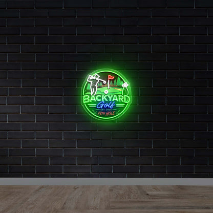 Backyard Golf 19th Hole - Premium Neon Artwork