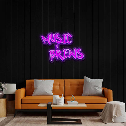 MUSIC N BREWS - Premium Neon Artwork