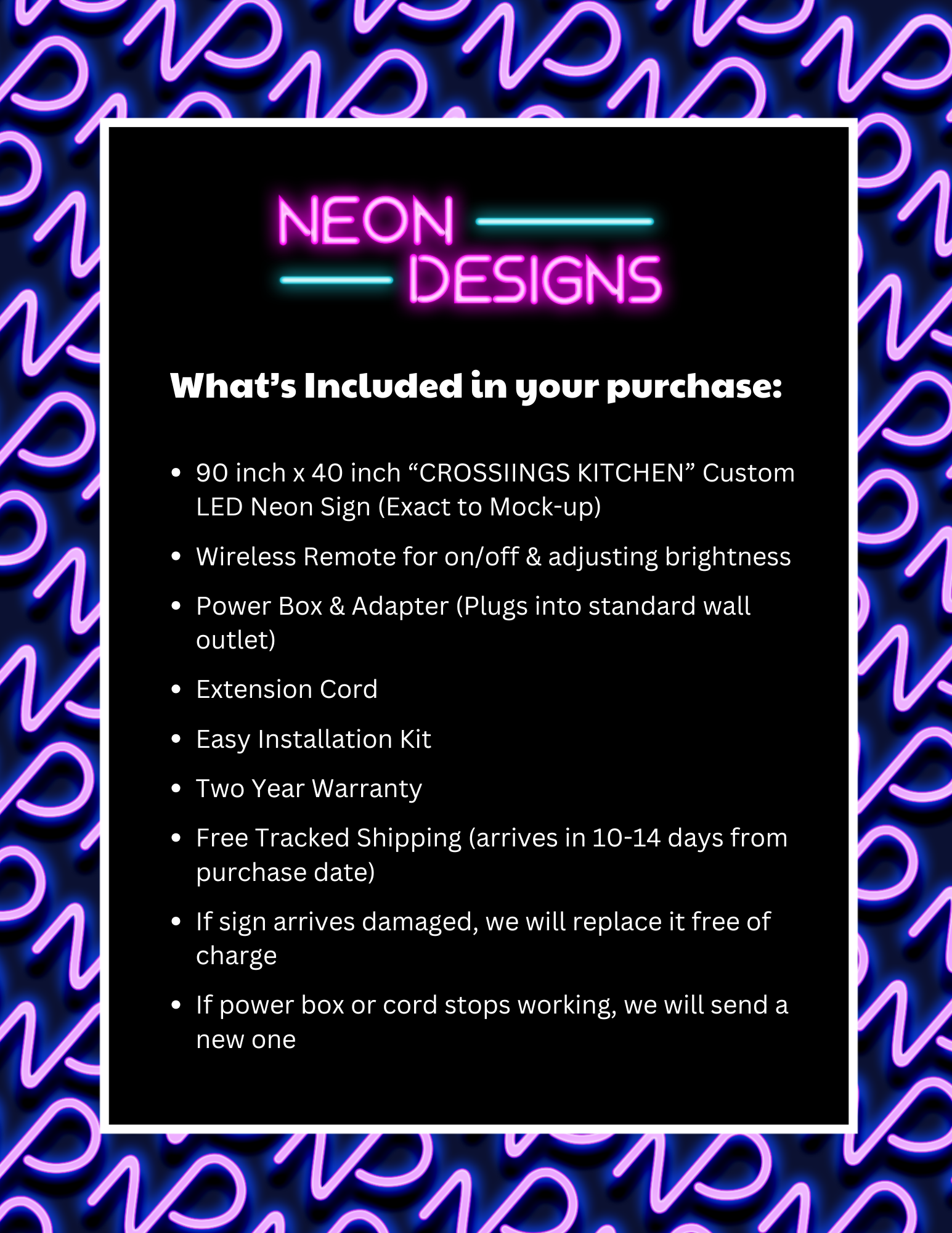 CROSSINGS KITCHEN - Premium Neon Artwork