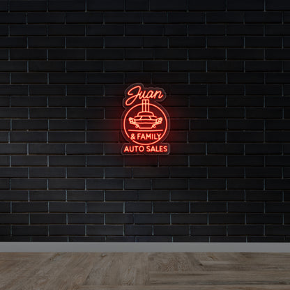 Juan & Family Auto Sales - Premium Neon Artwork