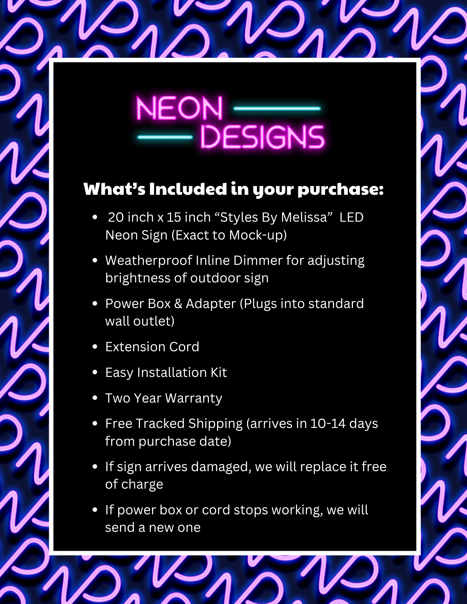 Styles By Melissa - Premium Neon Artwork