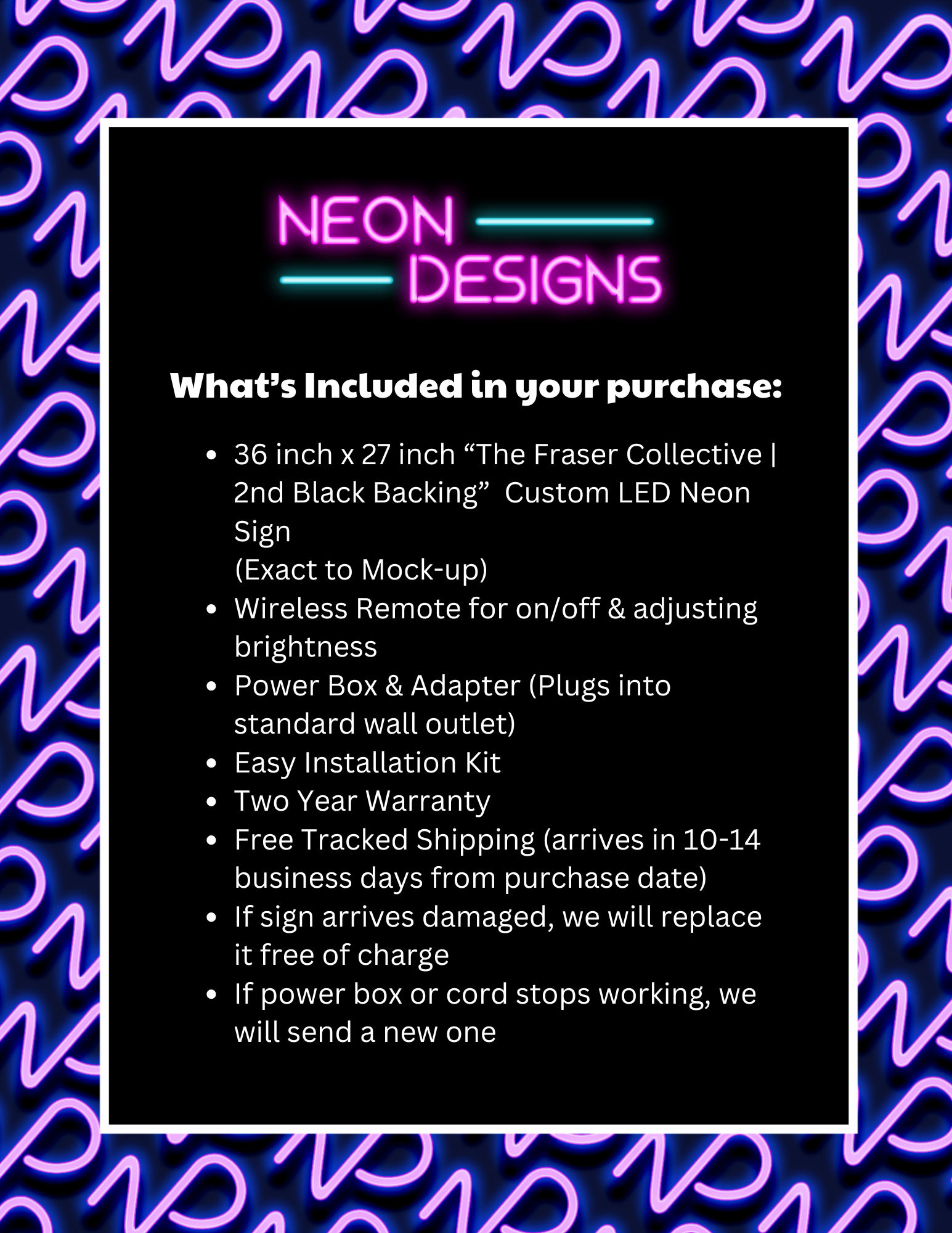The Fraser Collective | 2nd Black Backing - Premium Neon Artwork